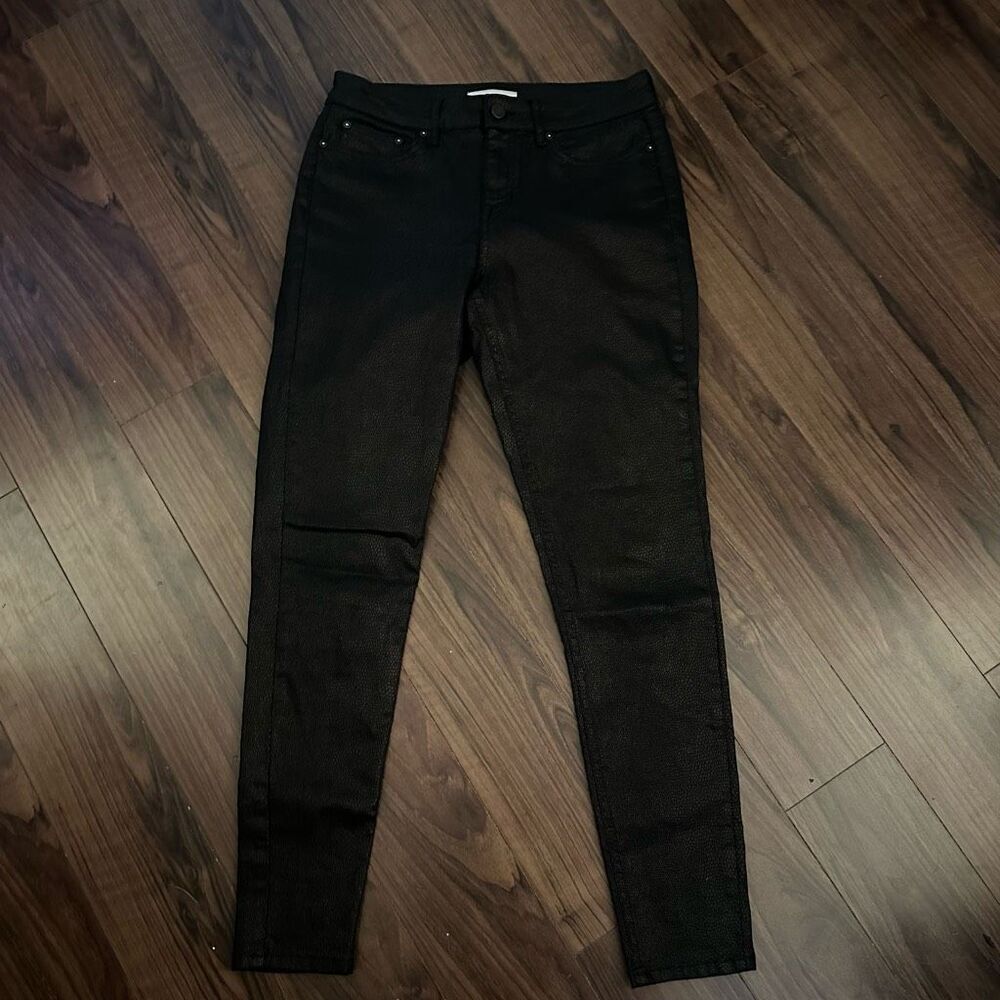 Reiss black coated animal print mid rise jeans pants 30